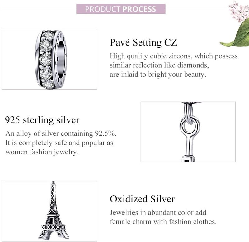 VOROCO Store Charm 925 Sterling Silver Bracelet Necklace Pendant Bead Charms Jewelry Gift for Women Mother Daughter Grandma Family Friends - Image 2